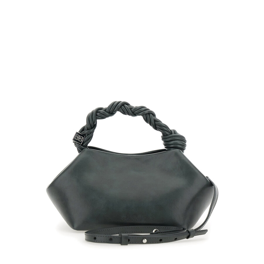 Ganni Bou Grey Handbag With Adjustable And Removable Shoulder Strap In Leather Woman In Gray