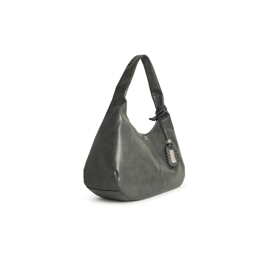 Ganni Bou Xxl Grey Leather Blend Bag In Gray