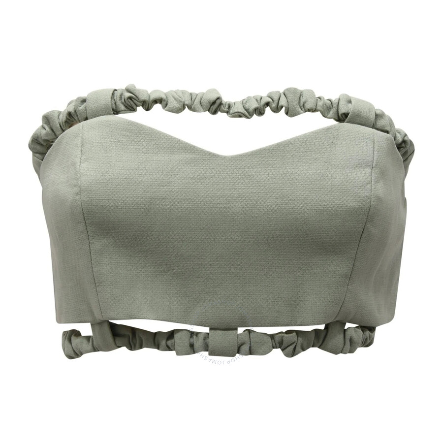 GANNI GANNI LADIES GREEN BAY SUITING STRAPLESS CROP TOP