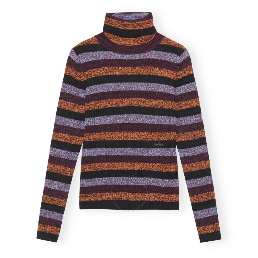 GANNI GANNI MERINO-RIB OPEN BACK SPRAYED HIGHNECK JUMPER