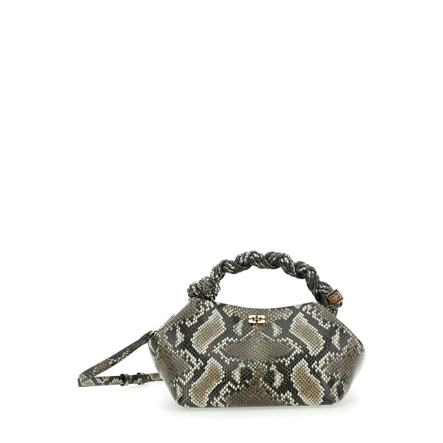 Ganni Bou Bag Small Woman Python Print In Gray