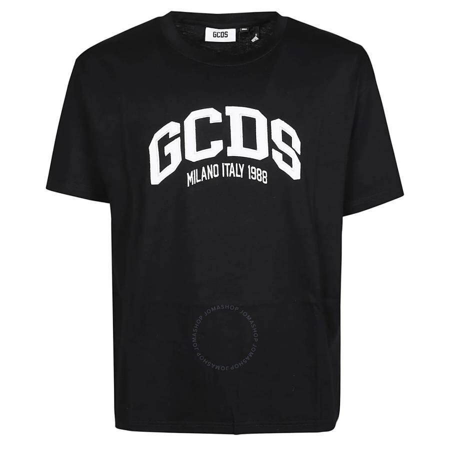 Gcds Crew Neck Cotton T-shirt In Black