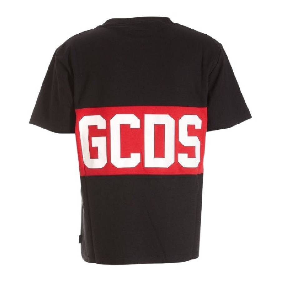 Gcds Front Logo Cotton T-shirt In Black