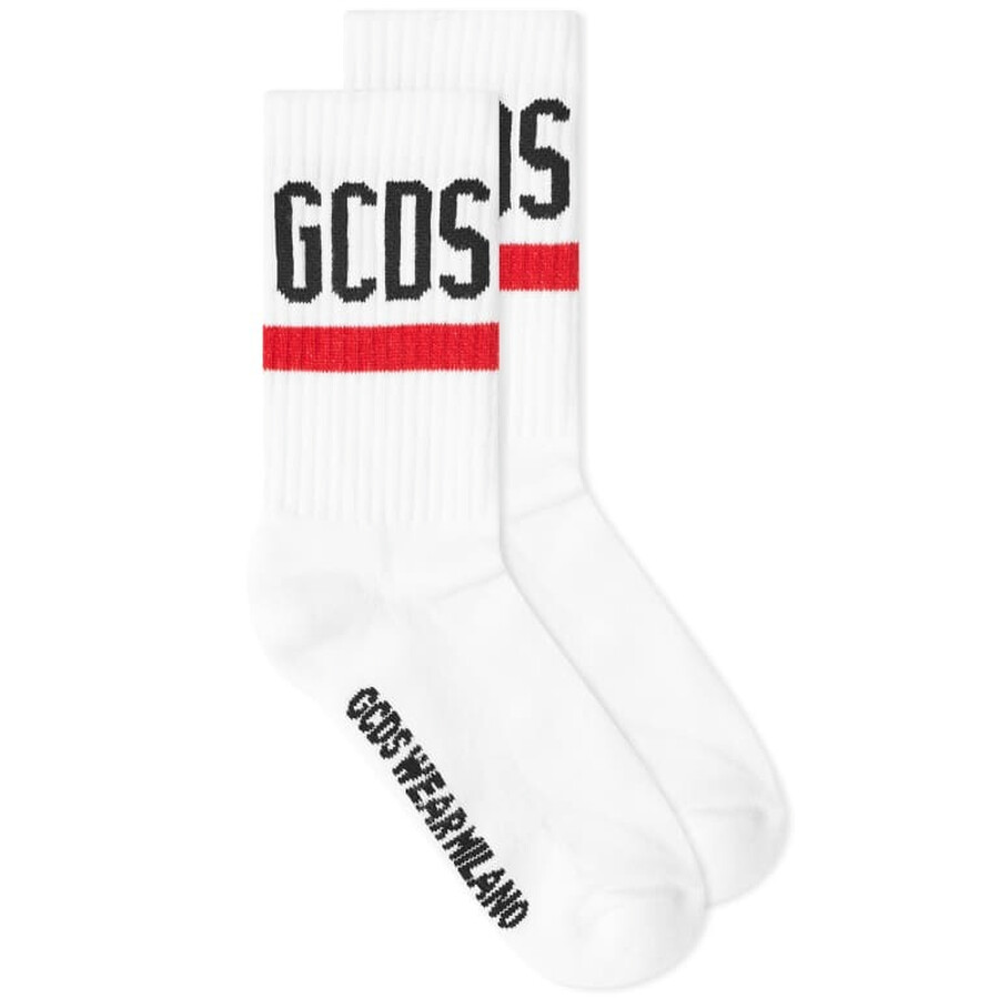 Gcds Logo-embroidered Ribbed Socks In Red