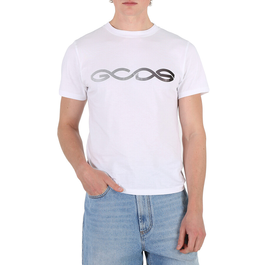 Shop Gcds Reflective Logo Regular Cotton T-shirt In White