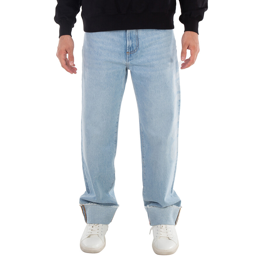 Relaxed Laser Cotton Denim Logo Trousers
