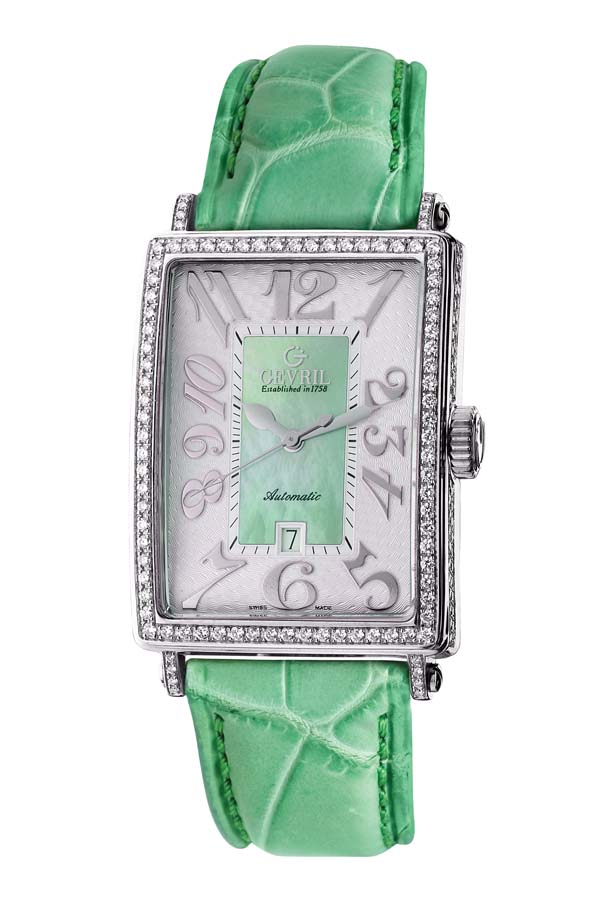 Gevril Avenue of Americas Automatic Diamond Silver/Light Green Dial Ladies Watch 6206NV