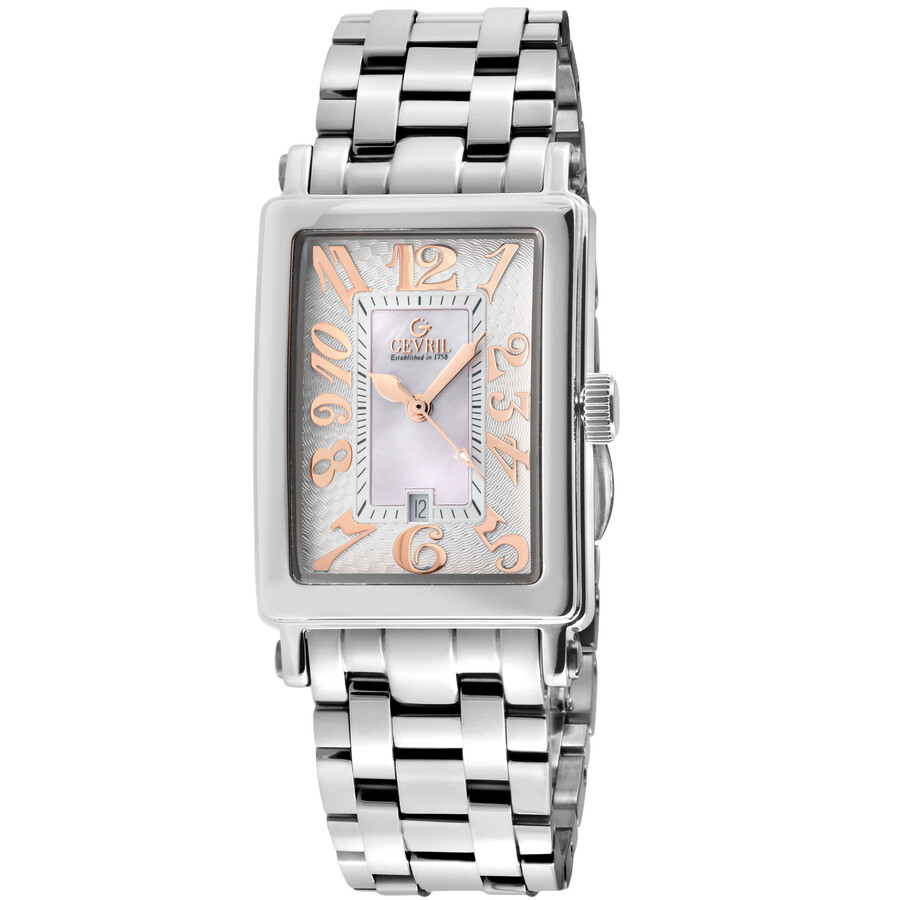 Shop Gevril Avenue Of Americas Mini Quartz Ladies Watch 7245rb In Gold Tone / Mop / Mother Of Pearl / Rose / Rose Gold Tone