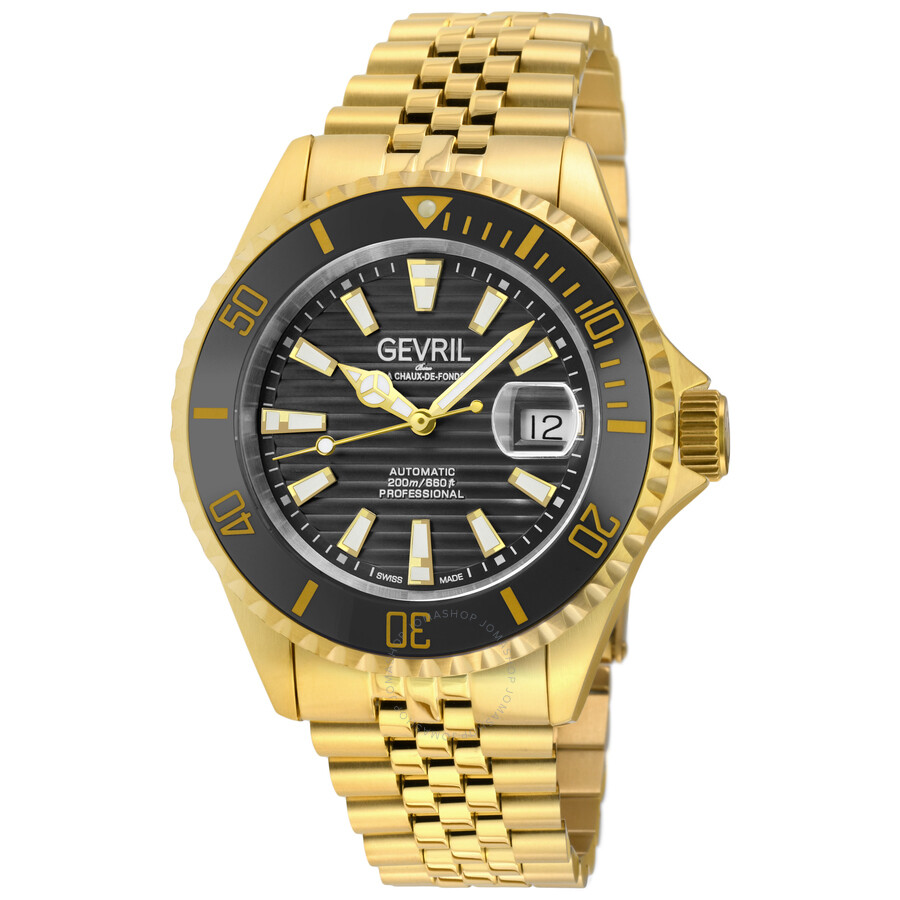 Shop Gevril Chambers Black Dial Men's Watch 42605 In Amber / Black / Gold Tone / Yellow