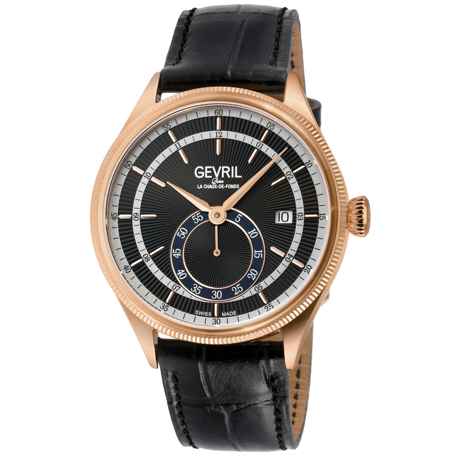 Shop Gevril Empire Automatic Black Dial Men's Watch 48103 In Black / Gold Tone / Rose / Rose Gold Tone