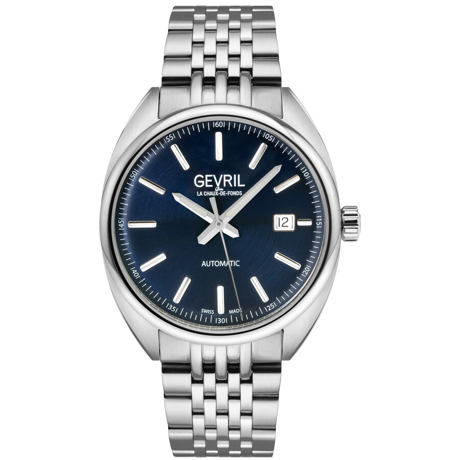 Gevril Men's Five Points Blue Dial Stainless Steel Watch In Blue