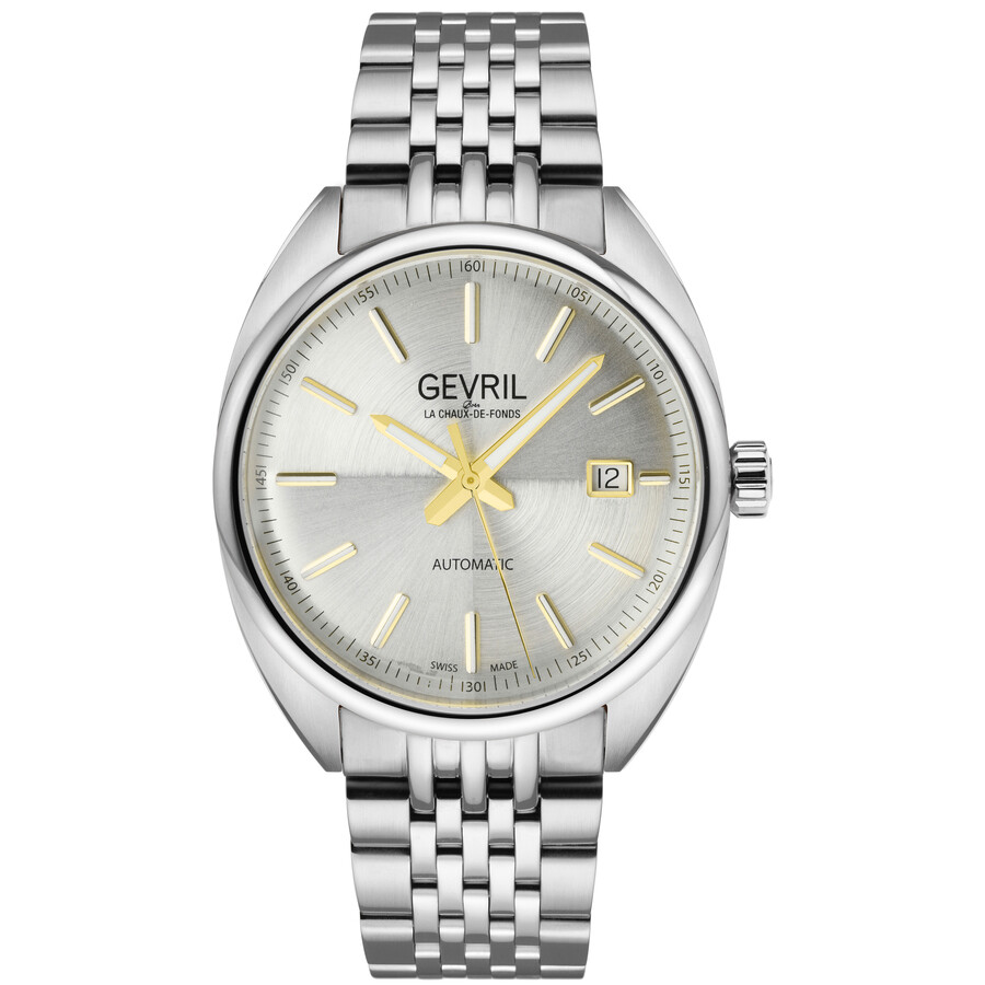 Shop Gevril Five Points Automatic Silver Dial Men's Watch 48702 In Gold Tone / Silver