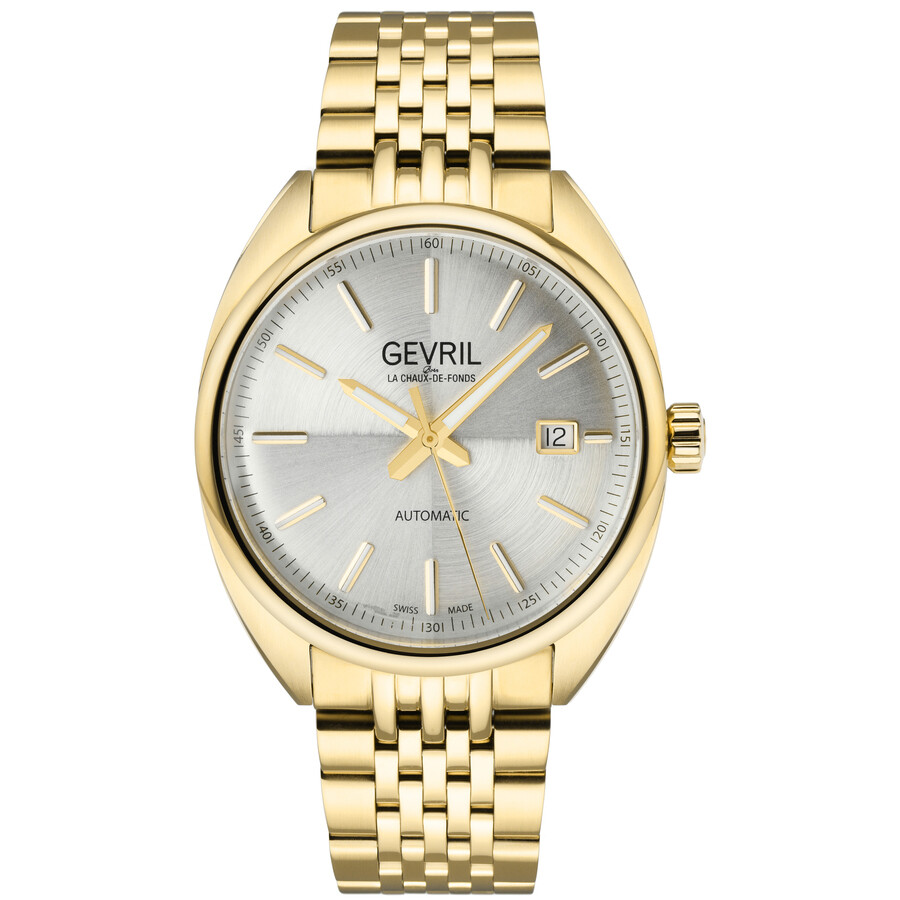 Shop Gevril Five Points Automatic Silver Dial Men's Watch 48704 In Gold Tone / Silver / Yellow