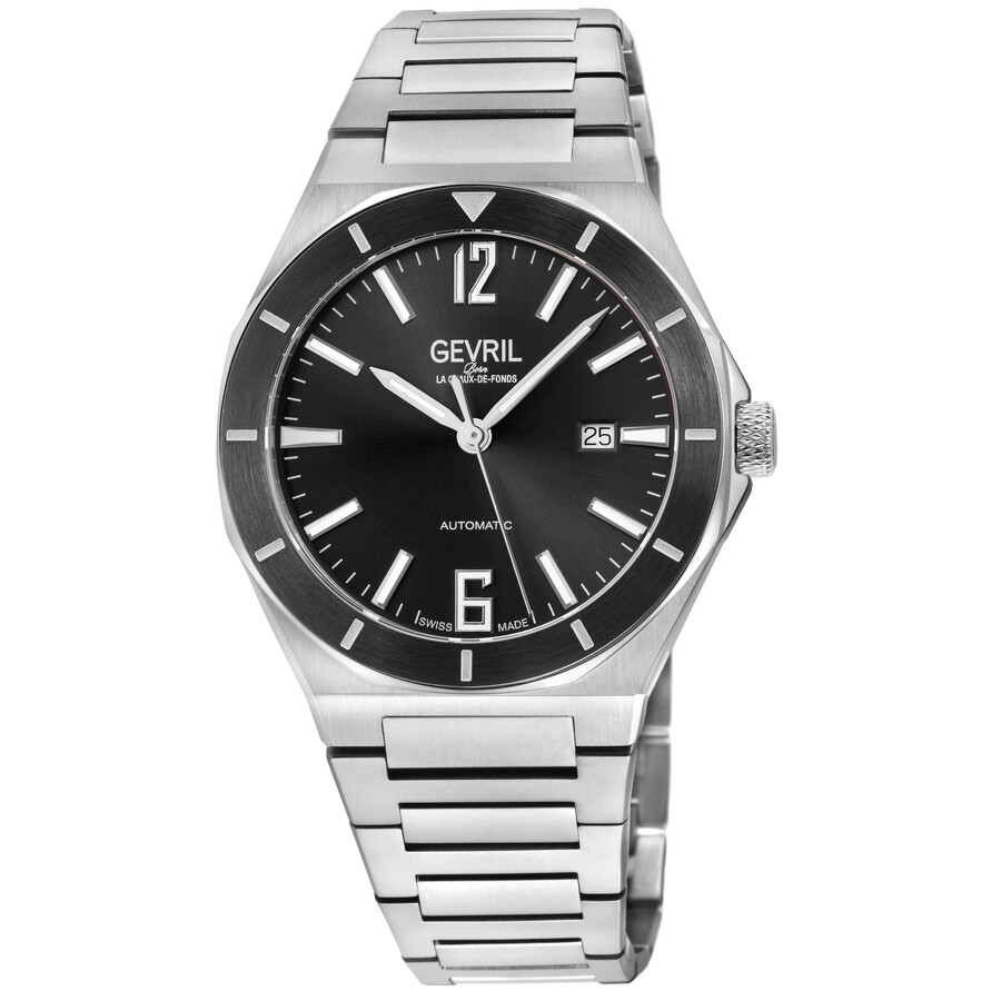 Shop Gevril High Line Automatic Black Dial Men's Watch 48400b