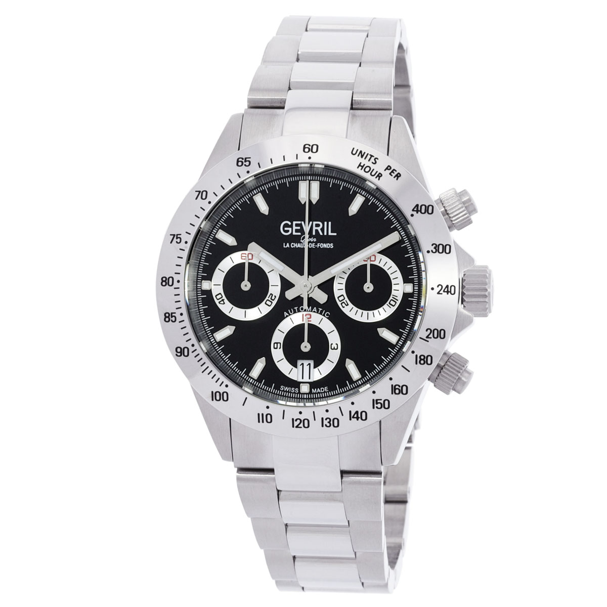 Gevril New Amsterdam Chronograph Automatic Black Dial Men's Watch