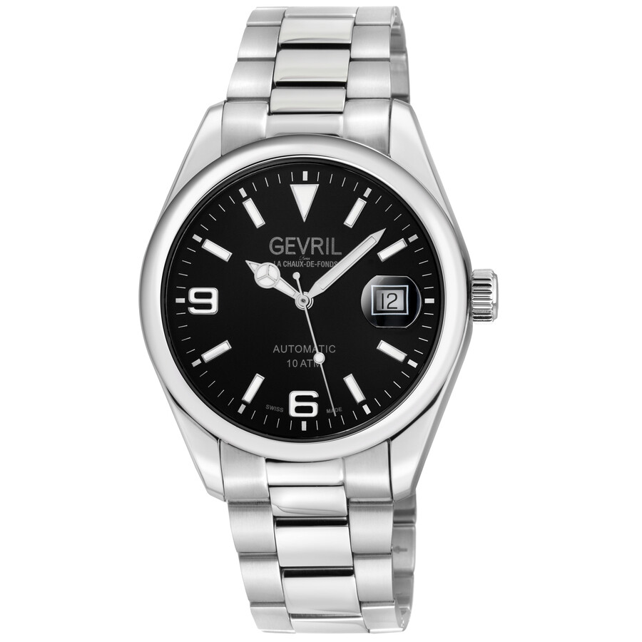 Gevril West Village Automatic Black Dial Mens Watch 48949b In Black