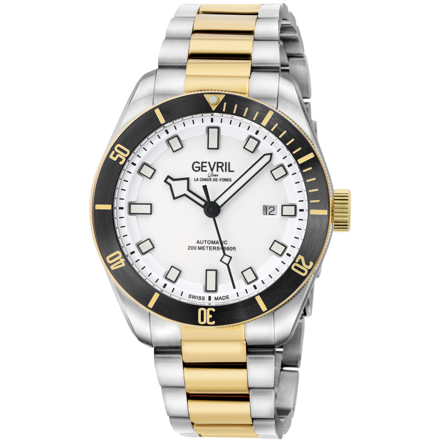 Gevril Yorkville White Dial Men's Watch 48615b In Two Tone  / Black / White / Yellow
