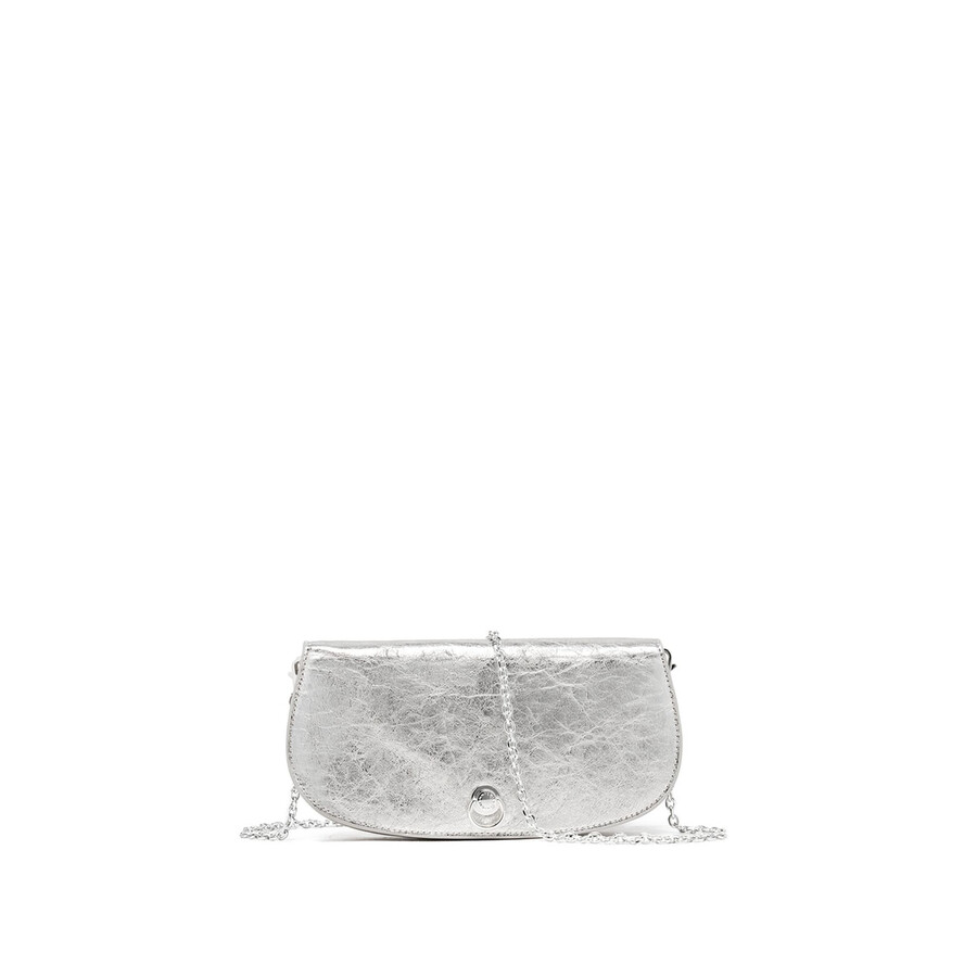 Gianni Chiarini Deva Clutch In Laminated Leather In Silver