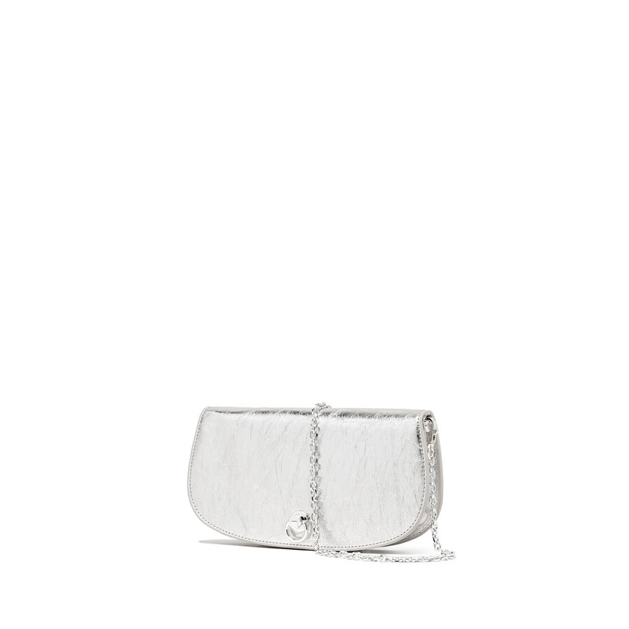 Gianni Chiarini Deva Clutch In Laminated Leather In Silver