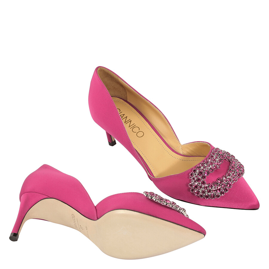 Giannico Ladies Deep Rose Daphne 60 Satin Heels In Pink