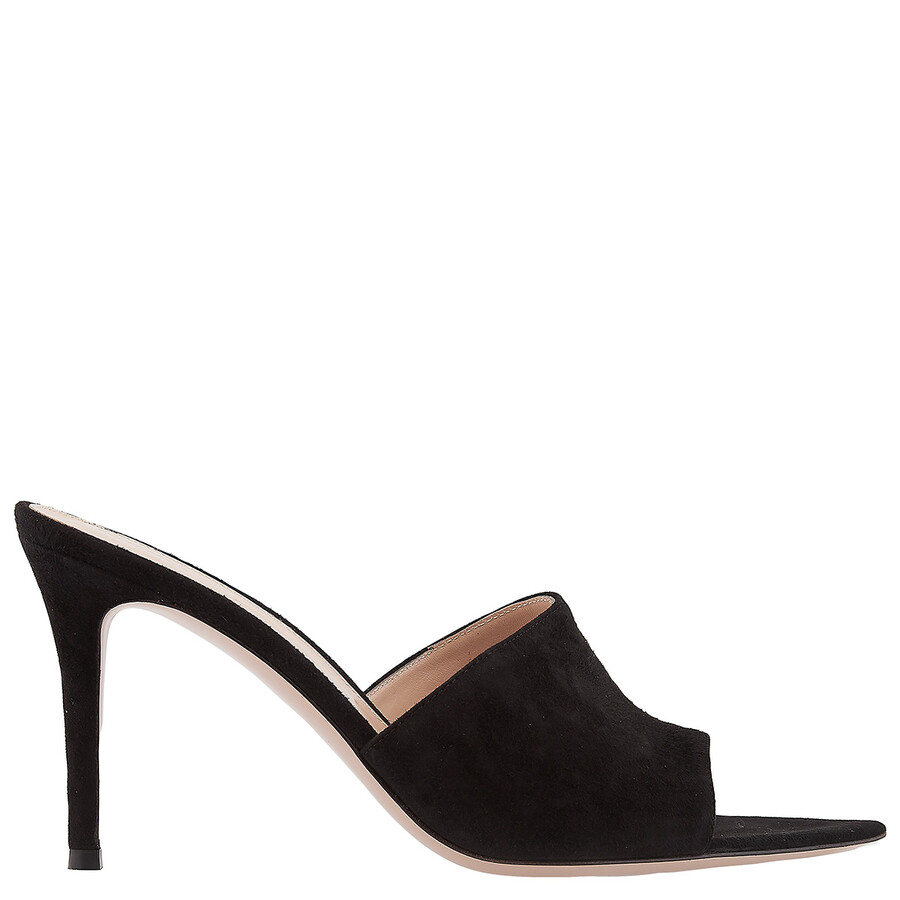 Gianvito Rossi Black Camoscio Suede Mules In Black