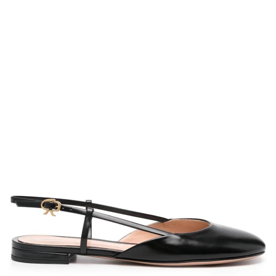 Gianvito Rossi Ascent 05 Leather Slingback Point-toe Flats In Black