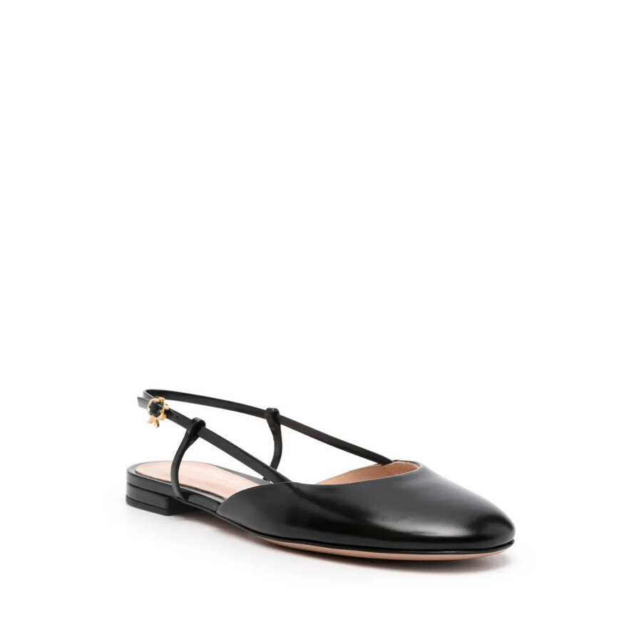 Gianvito Rossi Ascent 05 Leather Slingback Point-toe Flats In Black