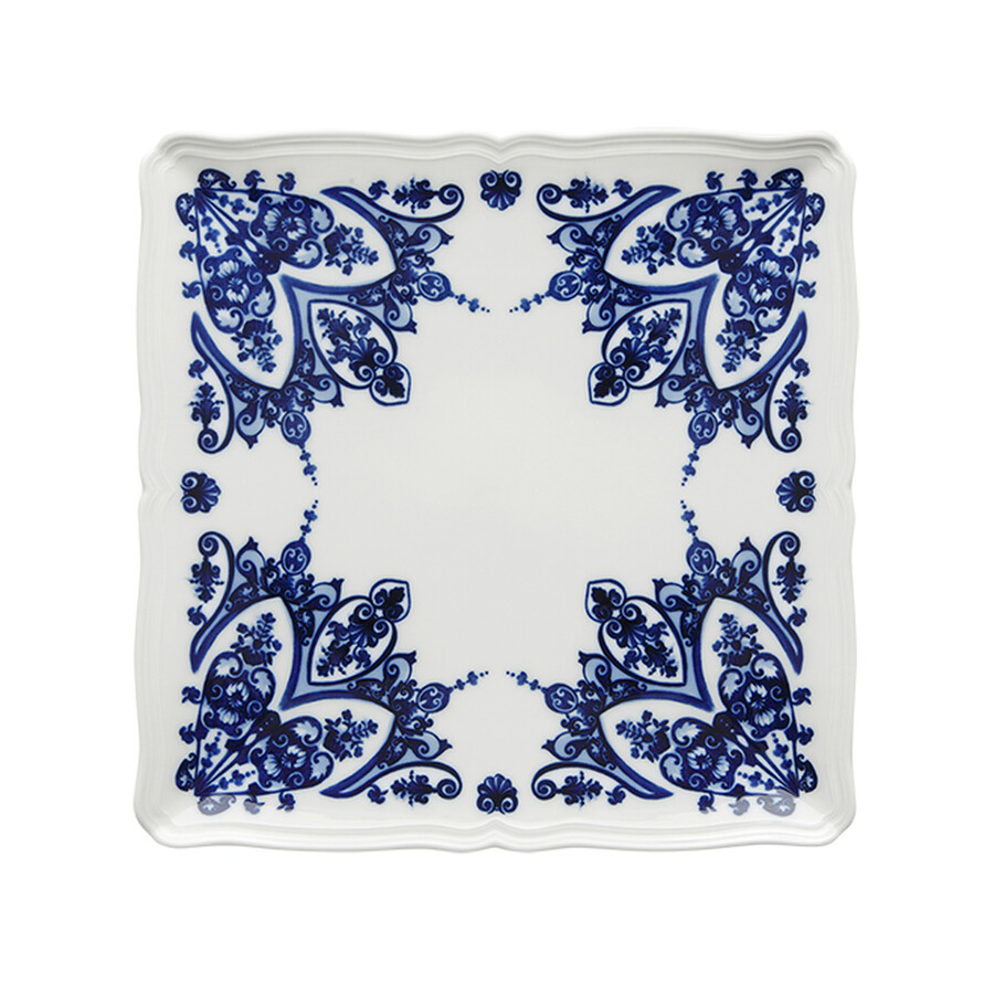 Ginori 1735 Babele Blu Squared Flat Plate In Blue