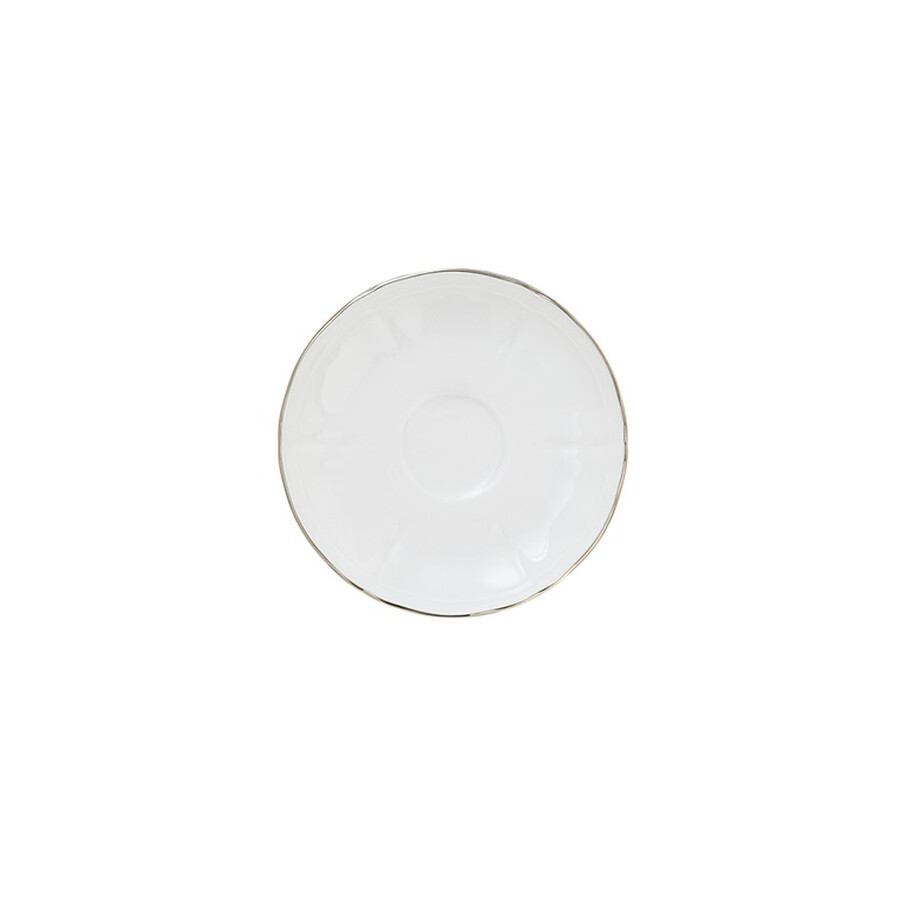 Ginori 1735 Corona Platino Coffee Saucer In Coffee