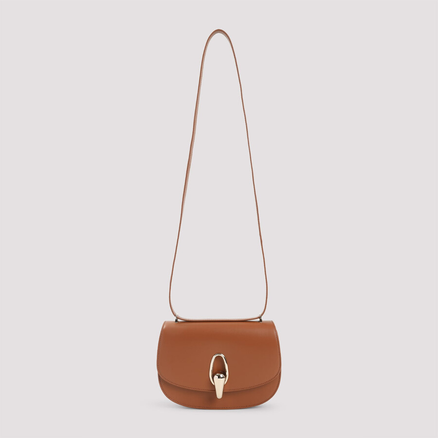 Giorgio Armani Calf Leather Shoulder Bag With Golden-toned Hardware In Brown