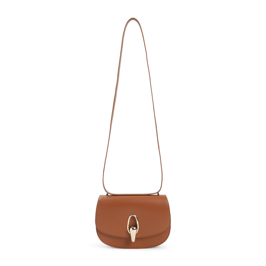 Giorgio Armani Calf Leather Shoulder Bag With Golden-toned Hardware In Brown