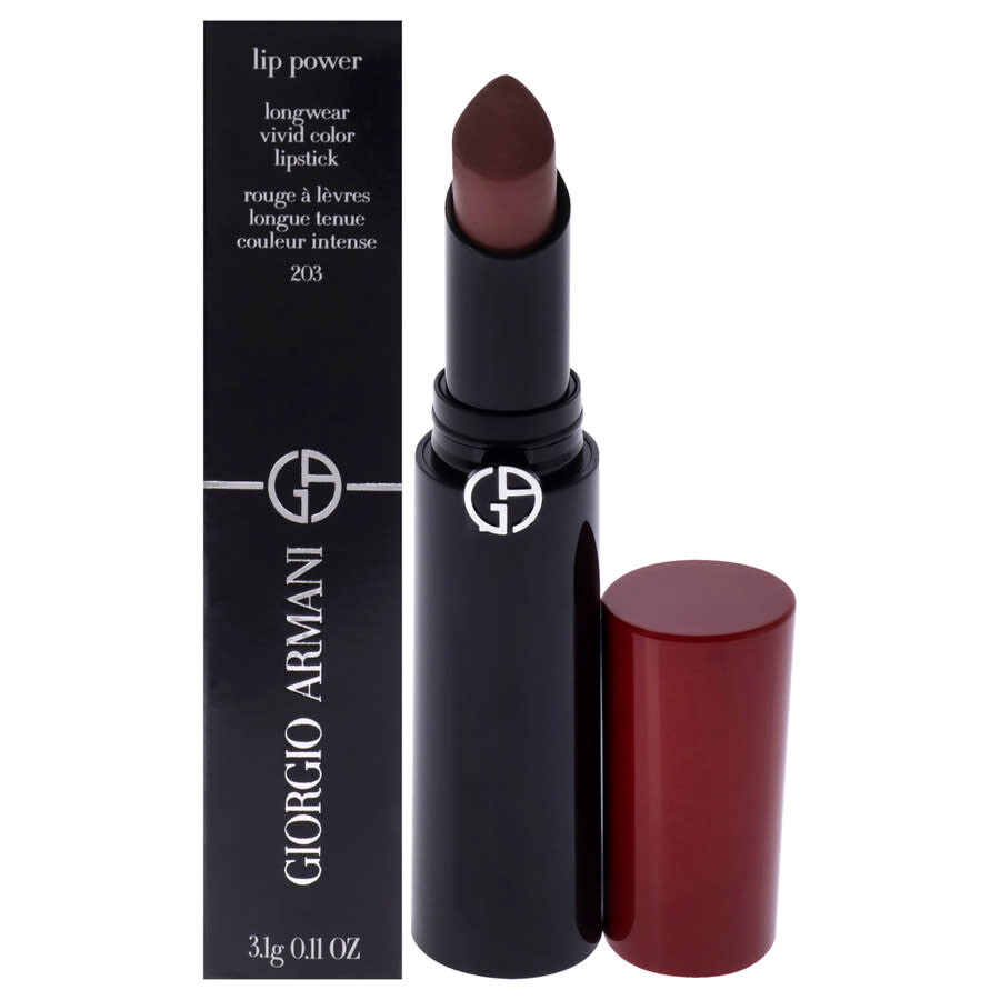 Giorgio Armani Ladies Lip Power Longwear Vivid Color Lipstick 0.11 oz 203 Mystery Makeup 36142737258 In Transparent