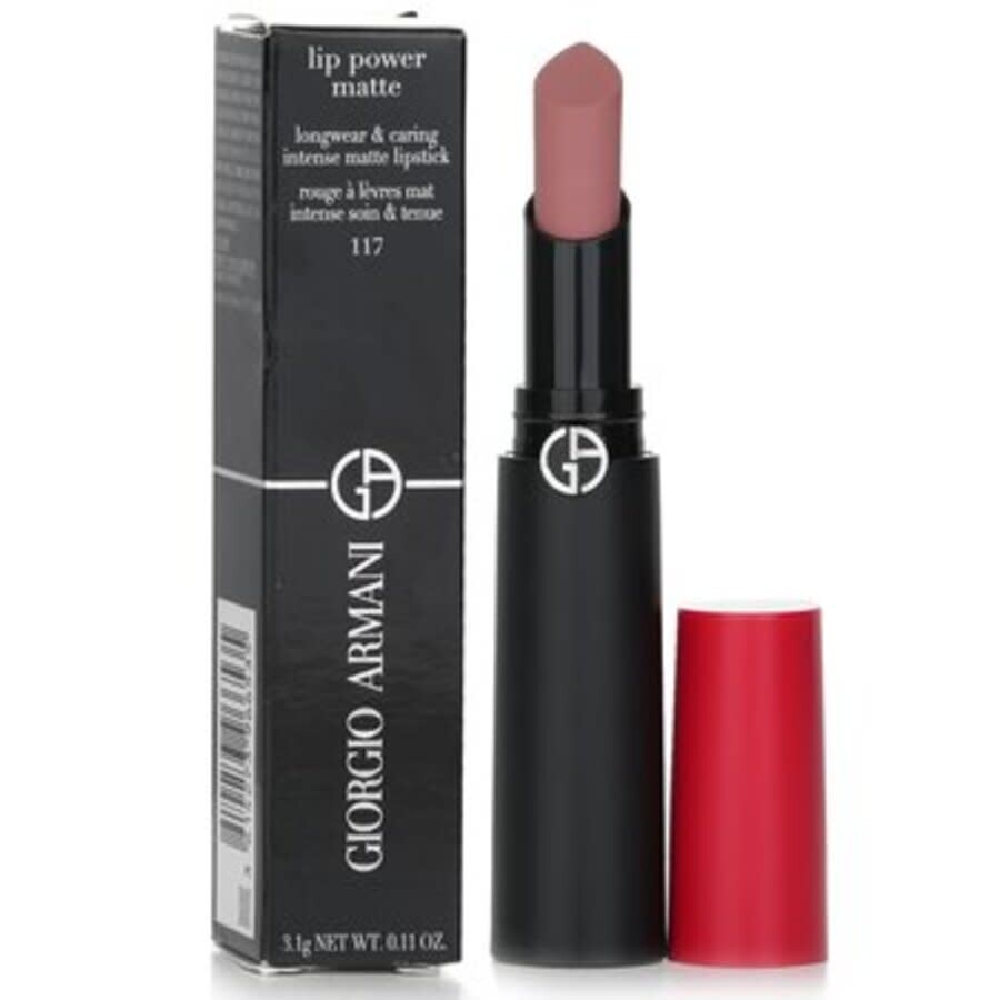 Shop Giorgio Armani Ladies Lip Power Matte Longwear & Caring Intense Matte Lipstick 0.11 oz # 117 Gracefu In # 117 Graceful