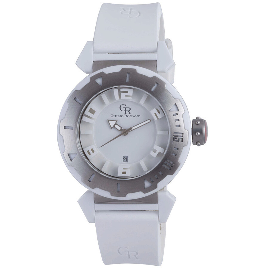 Shop Giulio Romano Ferrara Steel Bezel White Dial Men's Watch Gr-5000-24-001 In Black / White