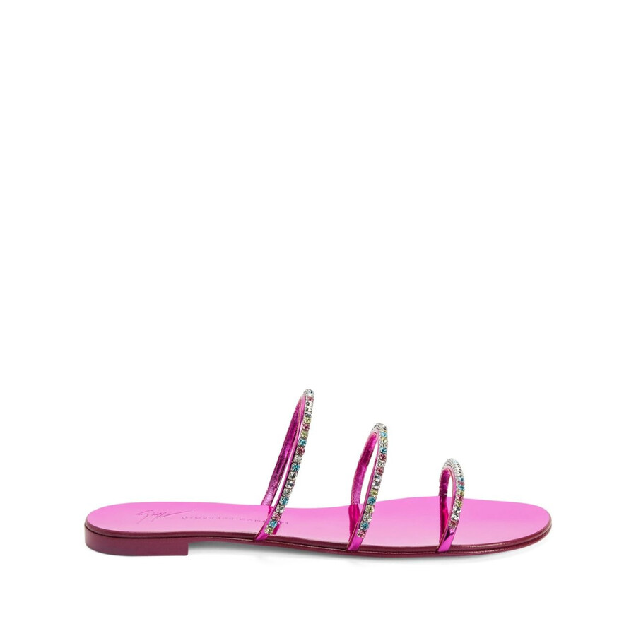 Giuseppe Zanotti Dark Colorful Rhinestone-embellished Sandals In Pink