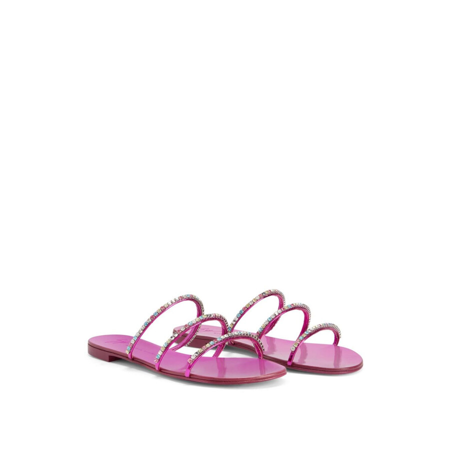 Giuseppe Zanotti Dark Colorful Rhinestone-embellished Sandals In Pink