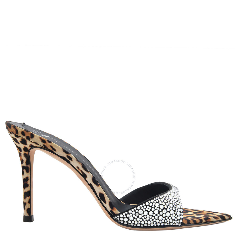 Giuseppe Zanotti Intriigo Leo Rhinestone Mules In Black