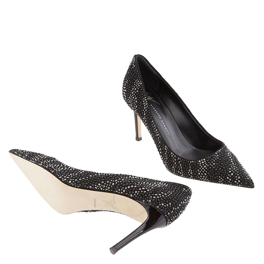 Shop Giuseppe Zanotti Ladies Black Crystal-embellished Pumps