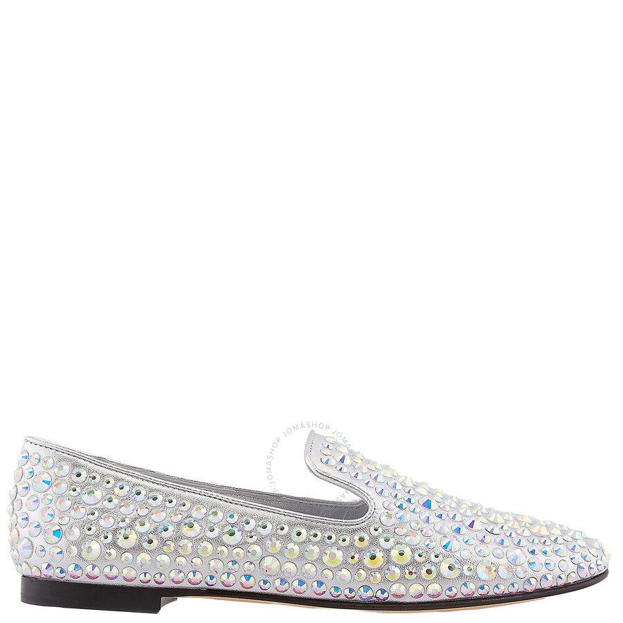 Giuseppe Zanotti Studded Smoking Slippers In Grey Suede In Silver Tone