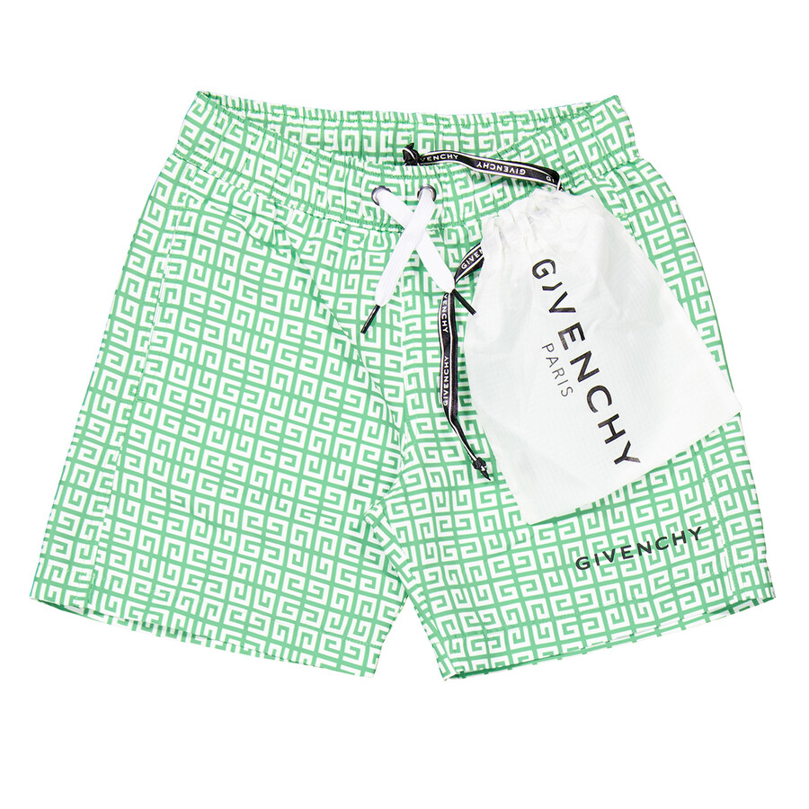 Givenchy Boys 4G-Print Swim Shorts, Size 12Y H30095-68F