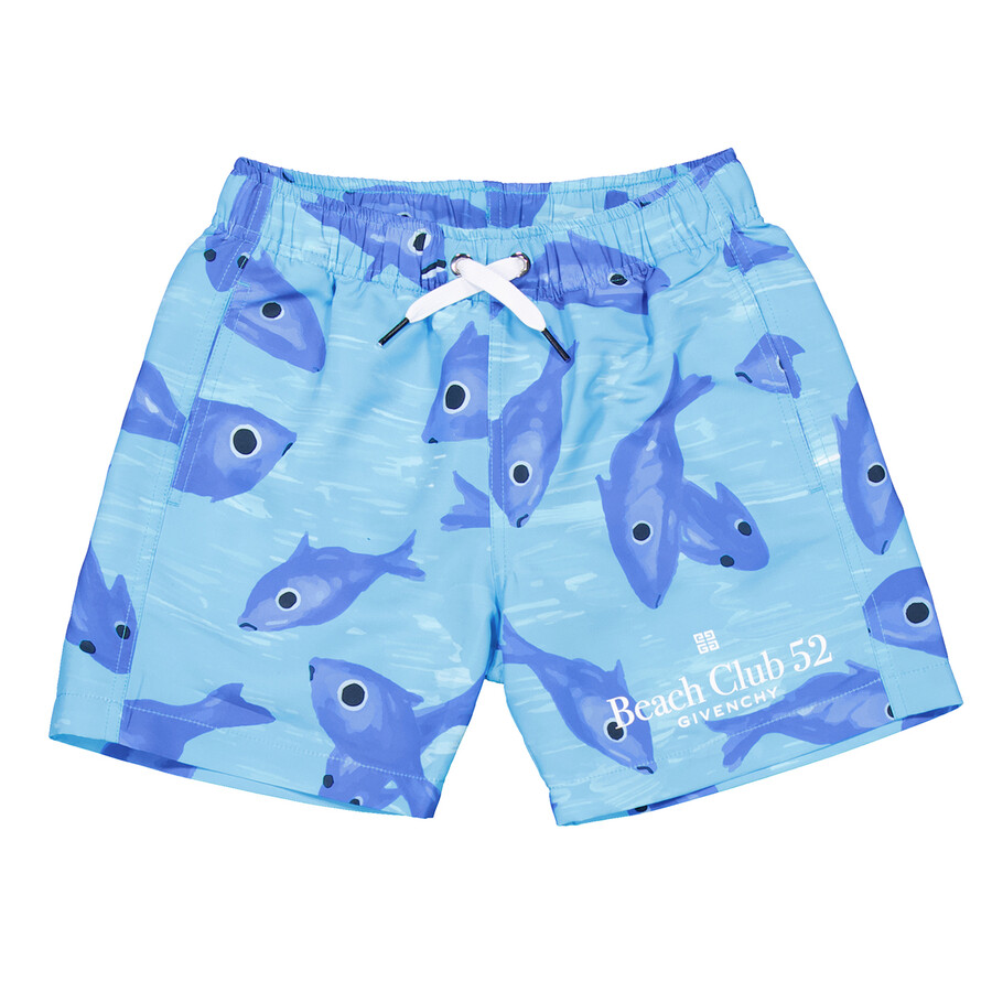 Boys Fish Print Swim Trunks