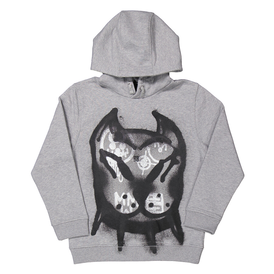 Givenchy Boys Grey Marl Spray PaintPrint Hoodie, Size 10 H25399A47