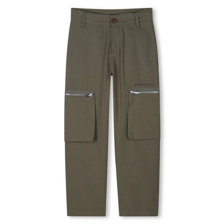 Boys Straight Leg Zip Detail Trousers