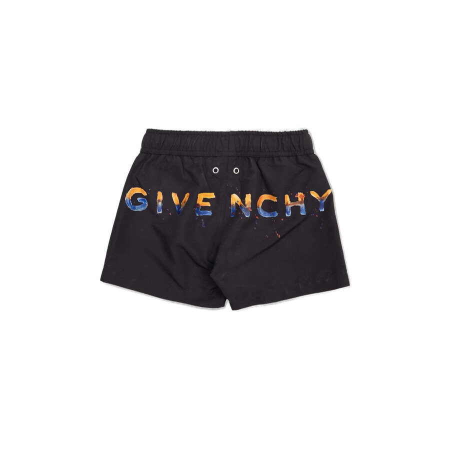 Givenchy Kids Drawstring Logo Swim Shorts In Black