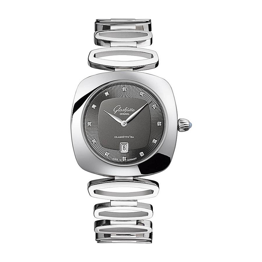 Glashutte Original Pavonina Quartz Diamond Grey Dial Ladies Watch 1-03-01-06-12-14