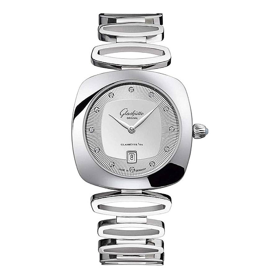 Glashutte Original Pavonina Quartz Diamond Silver Dial Ladies Watch 1-03-01-10-12-14