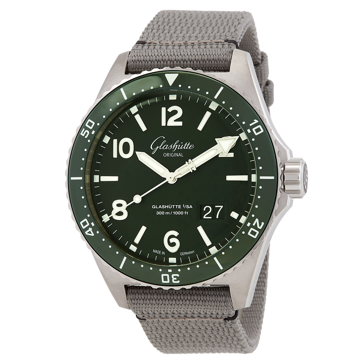 Glashutte Original SeaQ 43.2mm Automatic Green Dial Men's Watch 1-36-13-07-83-08