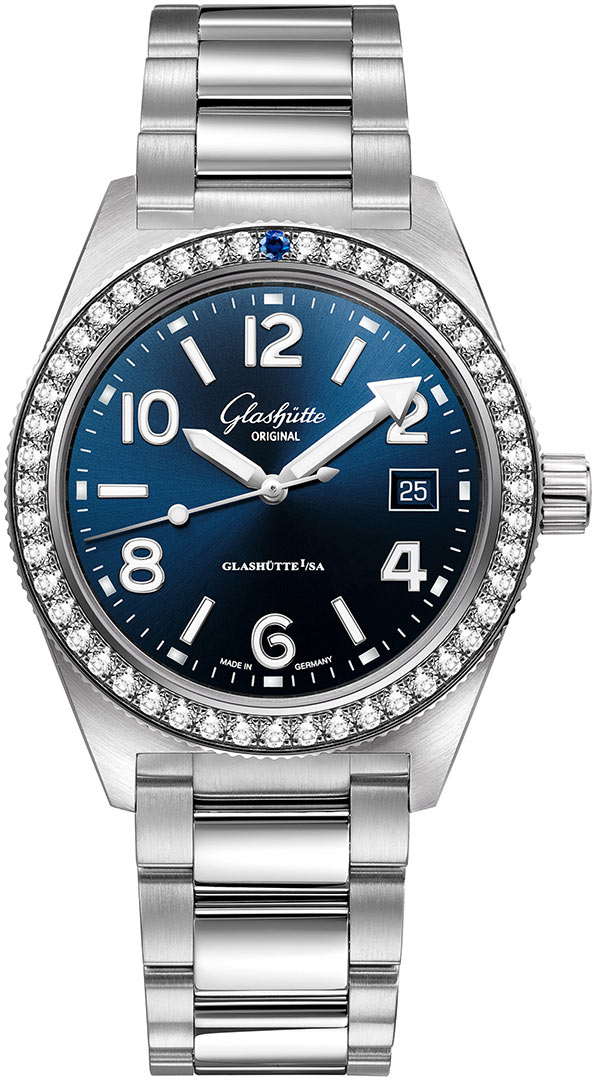 Glashutte Original SeaQ Automatic Diamond Blue Dial Watch 1-39-11-09-82-70