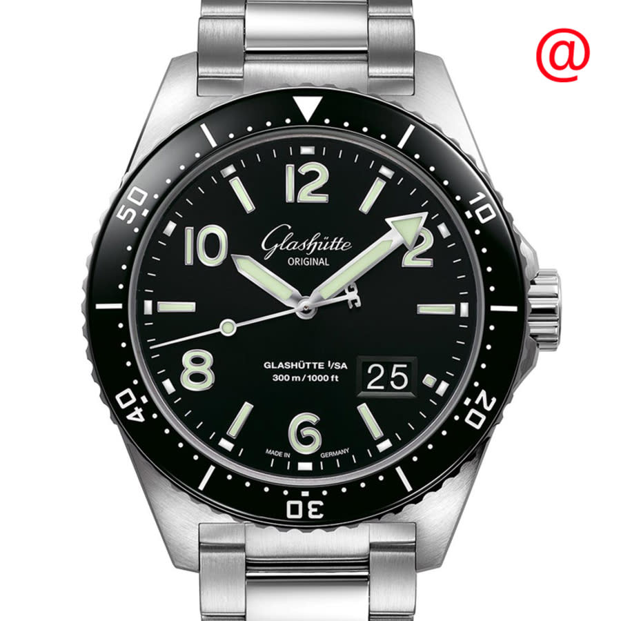 Glashutte Original SeaQ Panorama Date Automatic Black Dial Men's Watch 1-36-13-01-80-70