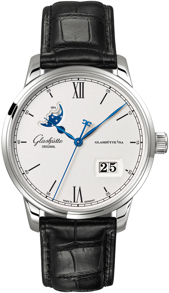 Glashutte Original Senator Excellence Panorama Date Moonphase Automatic Silver Dial Men's Watch 1-36-04-01-02-01